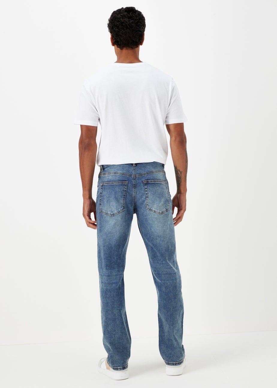 Mid Wash Straight Fit Jeans