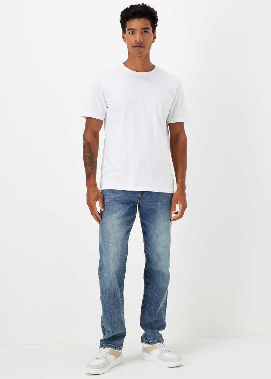 Mid Wash Straight Fit Jeans