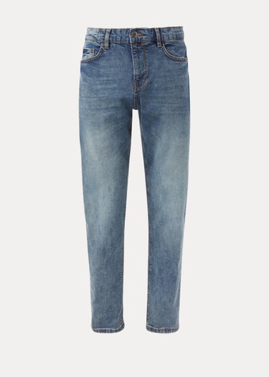 Mid Wash Straight Fit Jeans