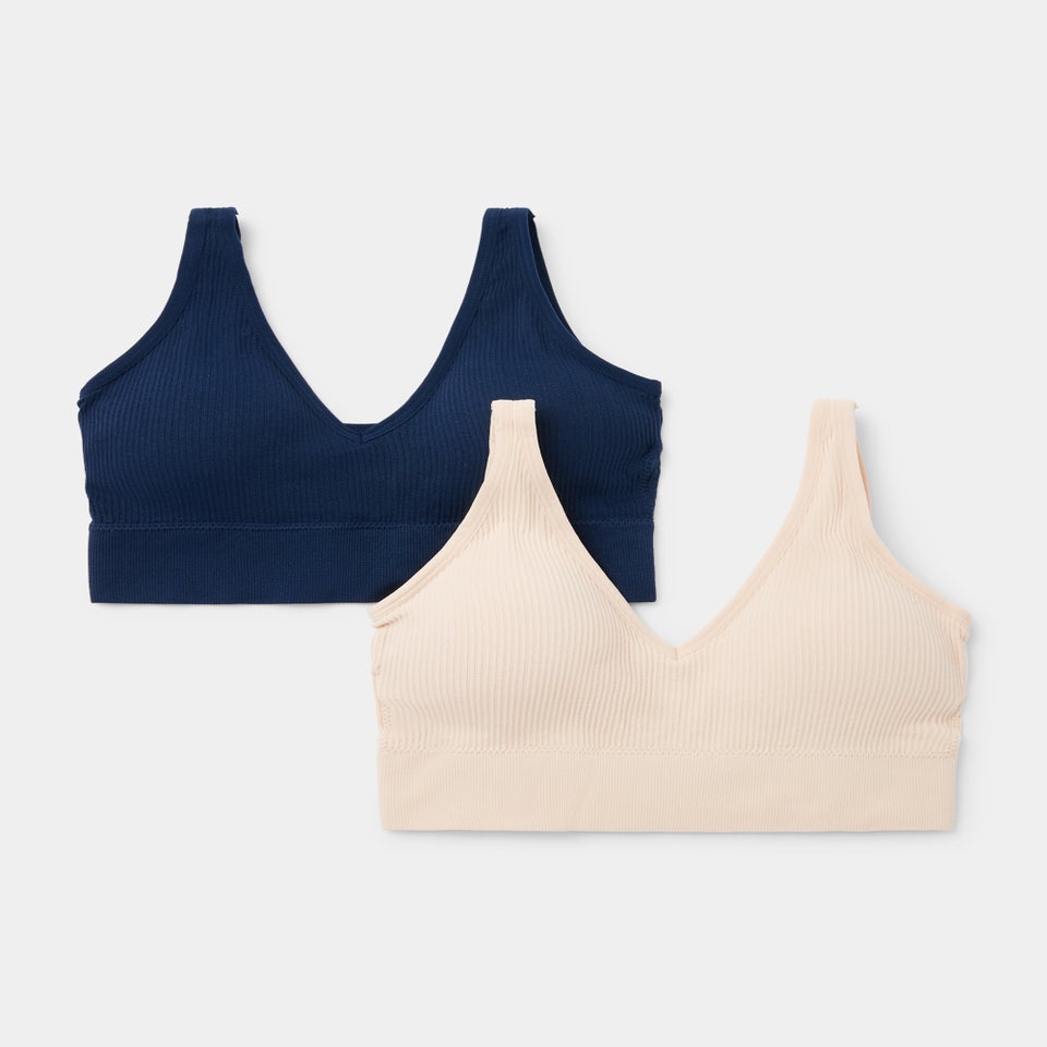2 Pack Navy & Nude Seamless Bralettes