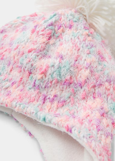 Pink Pom Pom Trapper Hat (3-6yrs)