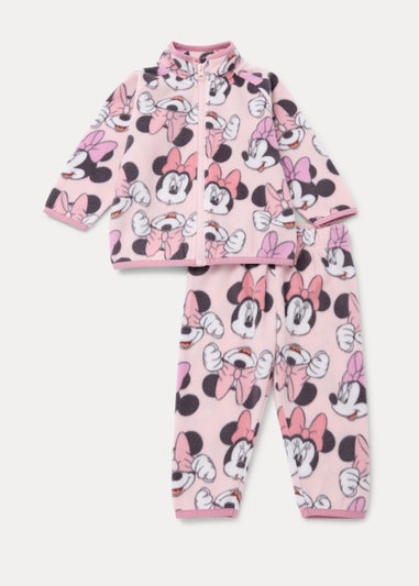 Kids Pink Disney Minnie Mouse Fleece Sweatshirt & Bottoms Set (9mths-5yrs)