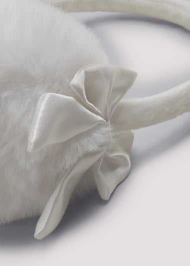 Girls White Bow Ear Muffs