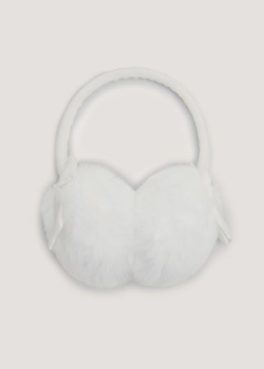 Girls White Bow Ear Muffs