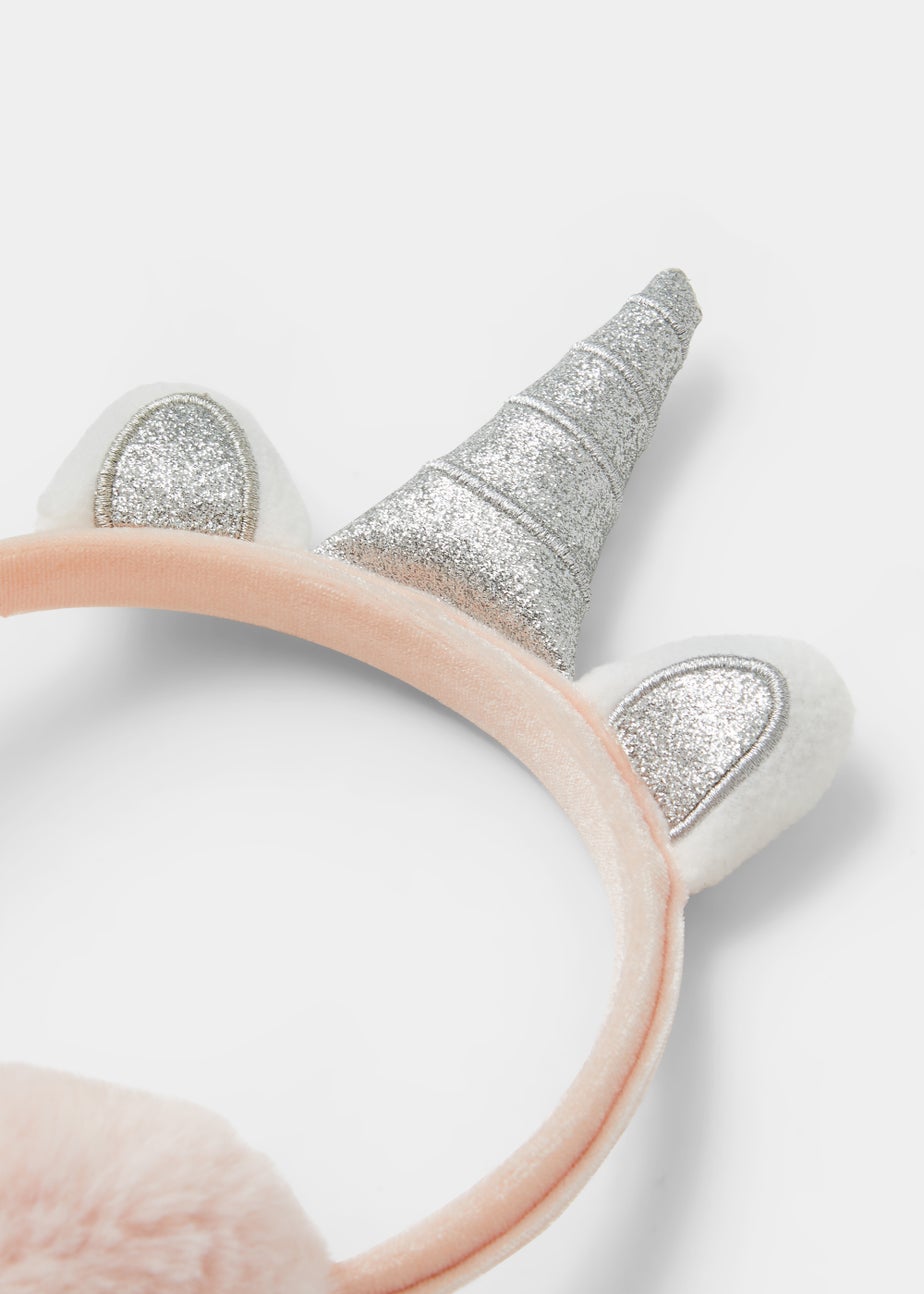 Girls Pale Pink Unicorn Ear Muffs