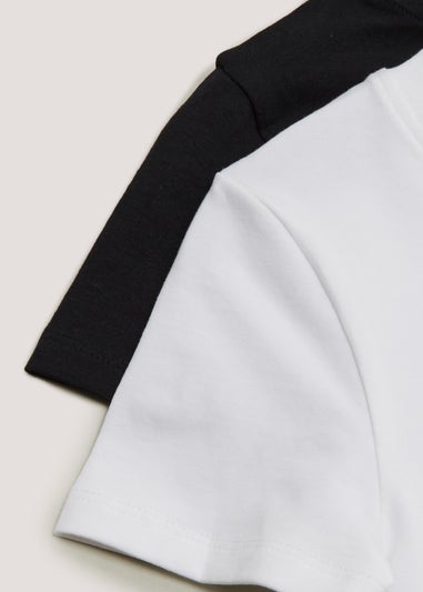 Girls 2 Pack Black & White Crewneck T-Shirts (4-15yrs)