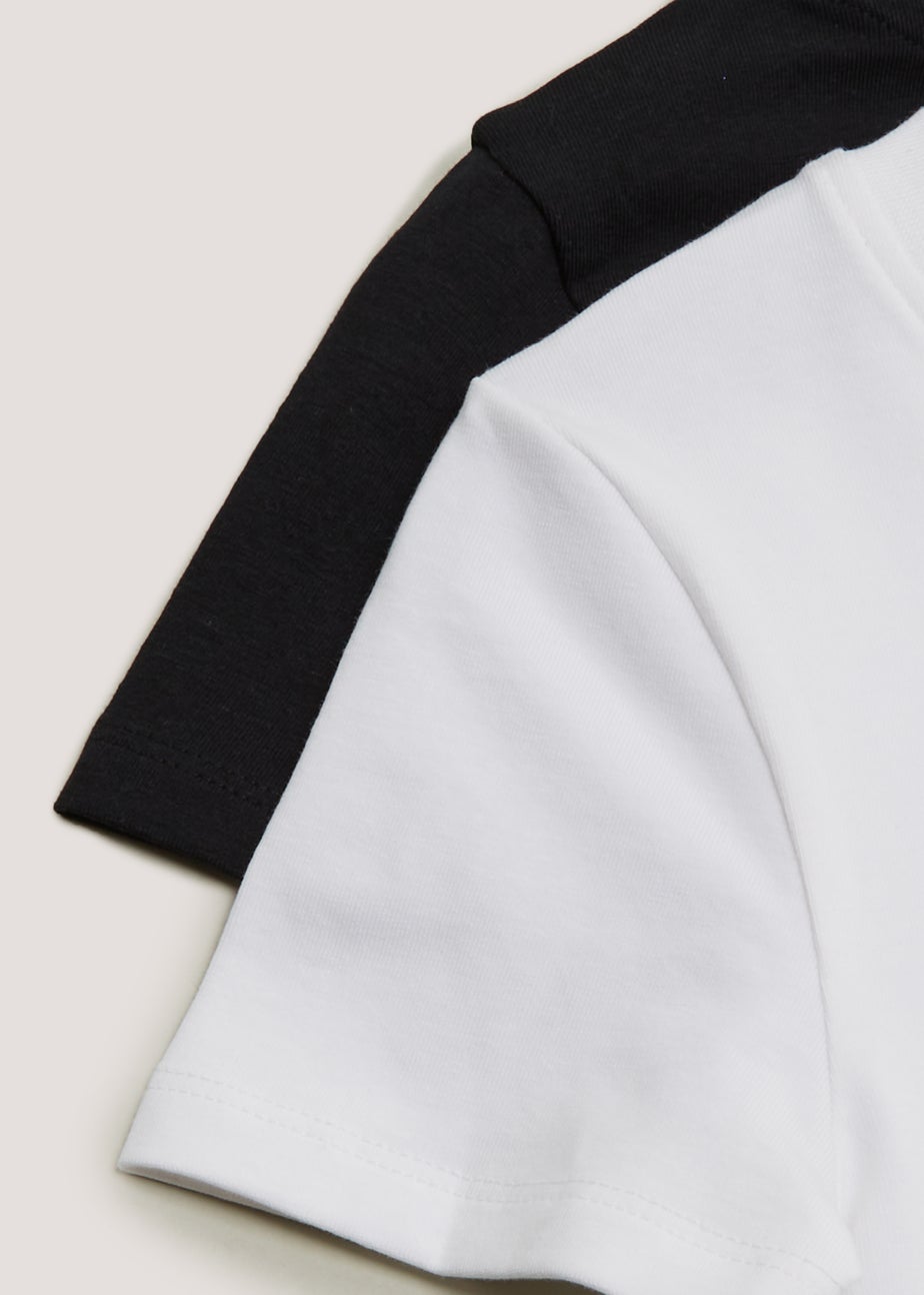 Girls 2 Pack Black & White Crewneck T-Shirts (4-15yrs)