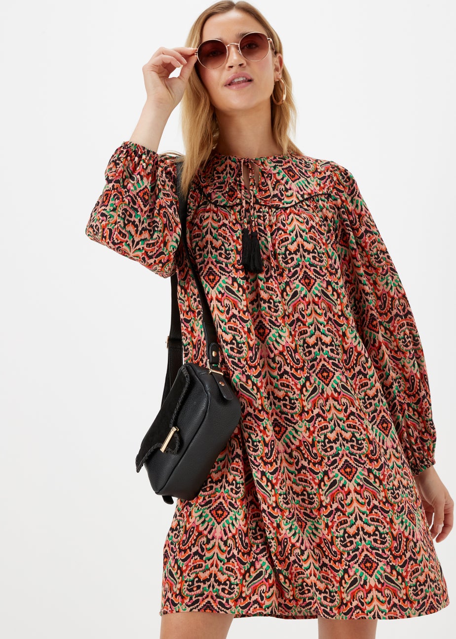 Orange Aztec Mini Dress