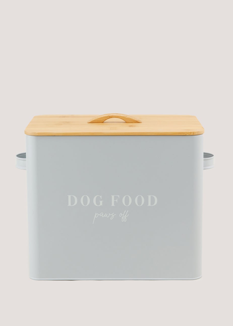 Grey Dog Food Tin & Scoop (23cm x 26cm x 23cm)