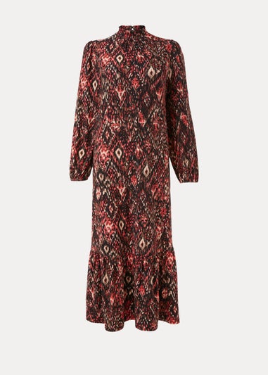 Mutlicoloured Ikat Print Midi Dress