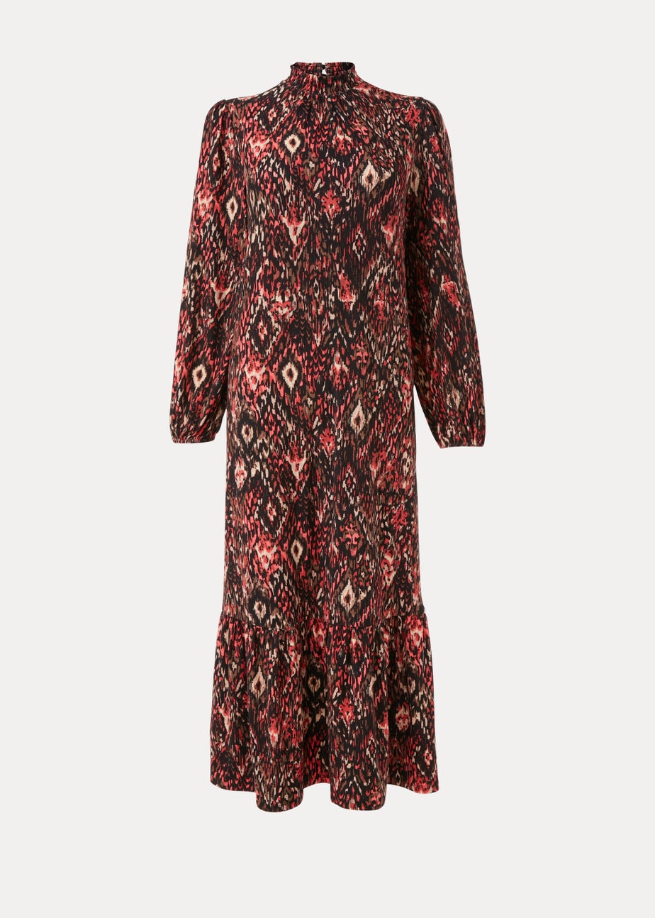 Mutlicoloured Ikat Print Midi Dress