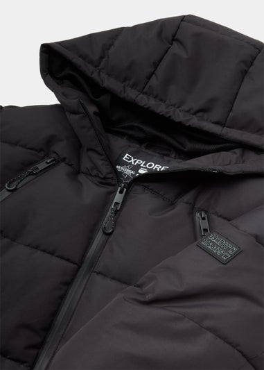 Boys Black Zip Up Puffer Jacket (4-13yrs)