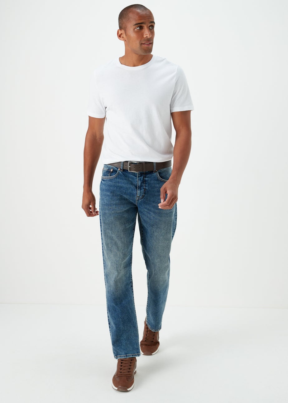 Mid Wash Straight Fit Jeans