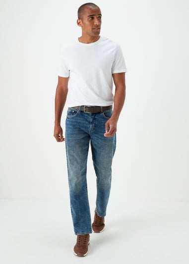 Mid Wash Straight Fit Jeans