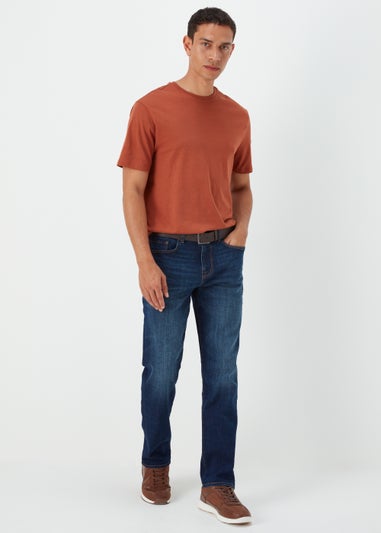 Dark Wash Slim Fit Belted Jeans