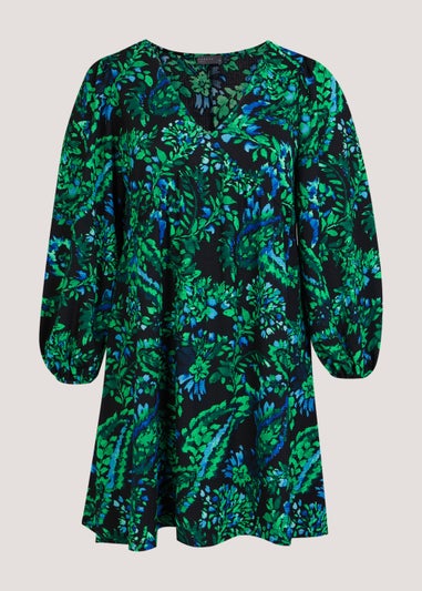 Papaya Curve Multicoloured Print V-Neck Mini Dress