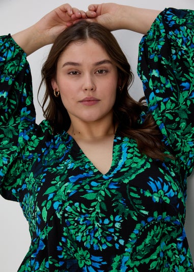 Papaya Curve Multicoloured Print V-Neck Mini Dress