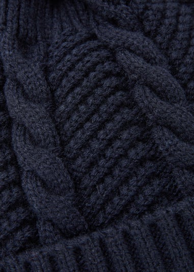 Navy Pom Pom Baby Beanie Hat (Newborn-2yrs)