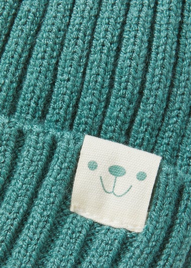 Sage Teddy Fleece Double Pom Pom Baby Hat (Newborn-2yrs)