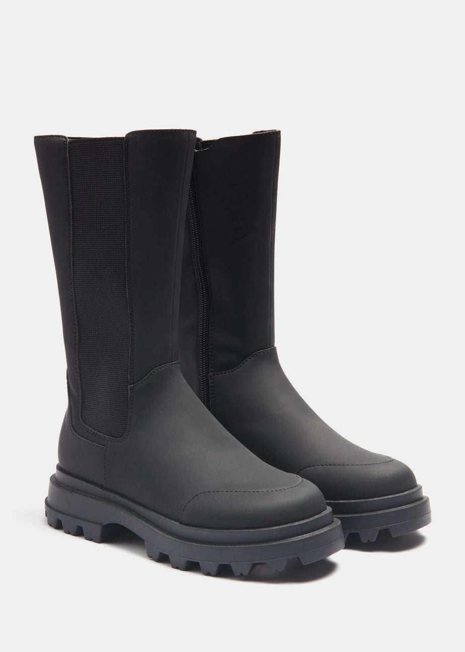 Girls Black Chelsea Knee High Boots (Younger 10-Older 5)