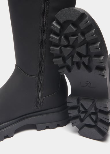 Girls Black Chelsea Knee High Boots (Younger 10-Older 5)