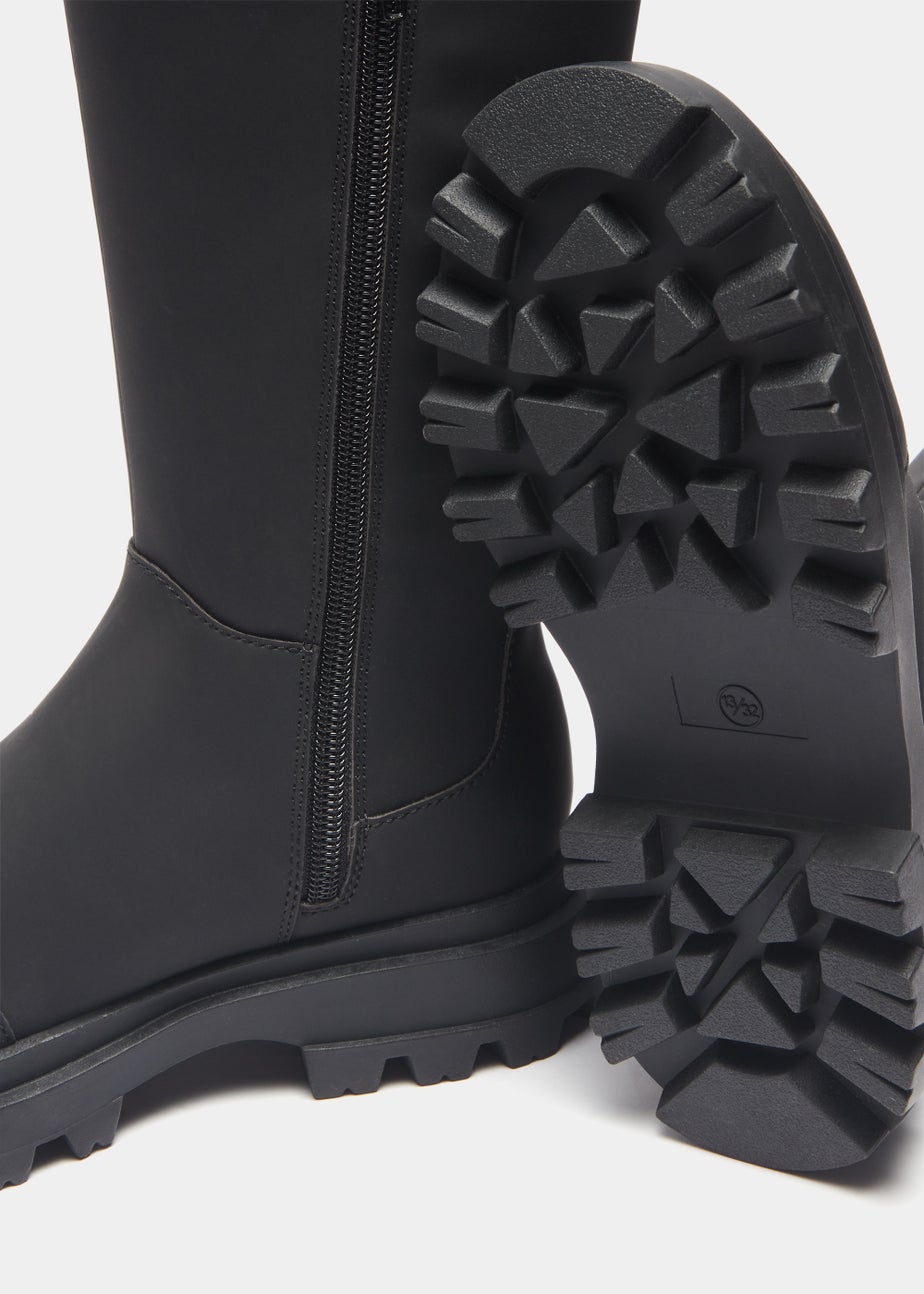 Girls Black Chelsea Knee High Boots (Younger 10-Older 5)