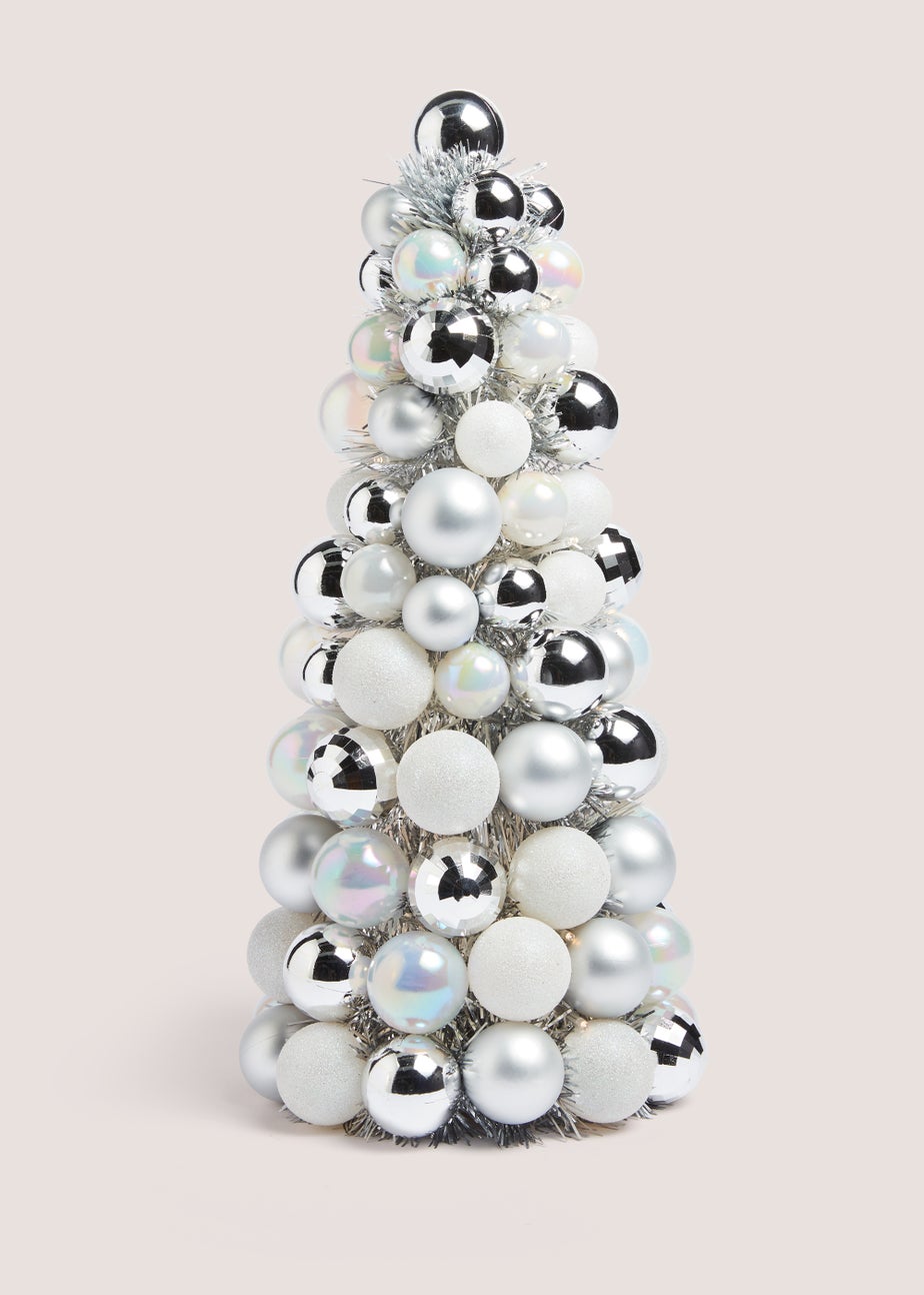 Silver Christmas Bauble Tree (19cm x 19cm x 41cm)
