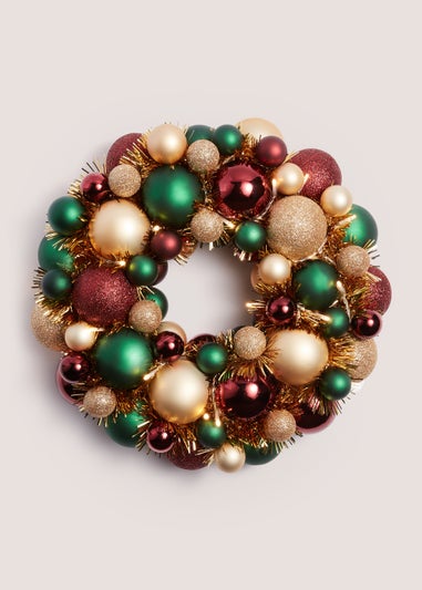 Multicoloured Christmas Bauble Wreath (34cm x 34cm x 11cm)