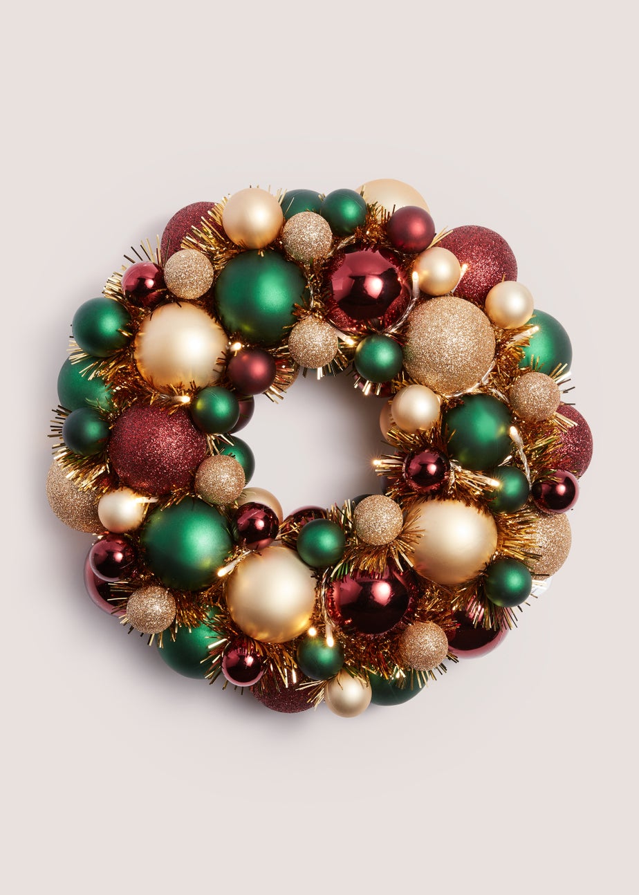 Multicoloured Christmas Bauble Wreath (34cm x 34cm x 11cm)