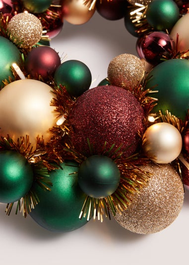 Multicoloured Christmas Bauble Wreath (34cm x 34cm x 11cm)
