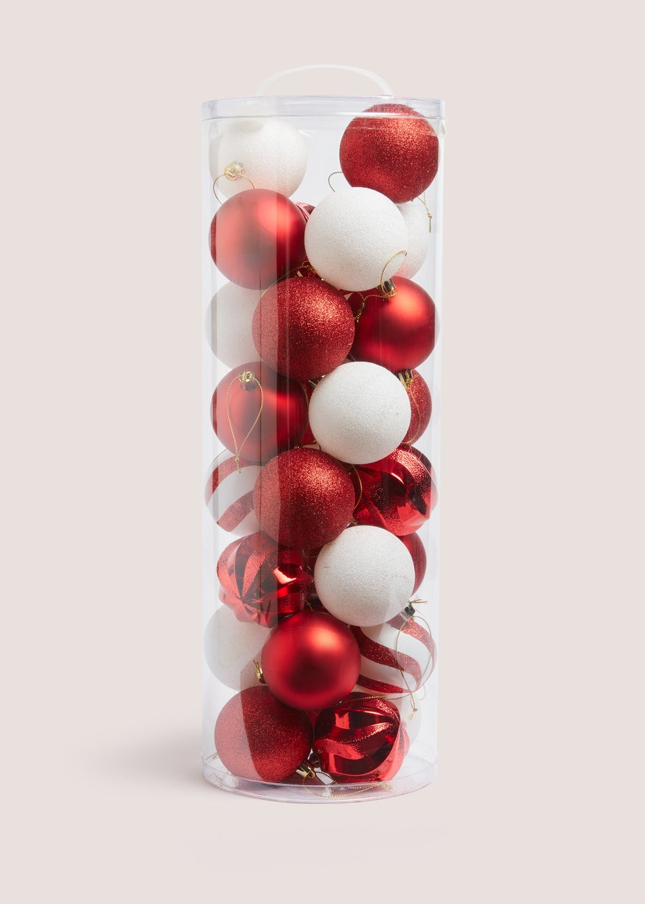 30 Pack Candy Cane Baubles (17cm x 17cm x 19cm)