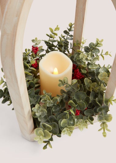 Wooden Christmas LED Lantern (20cm x 20cm x 44cm)