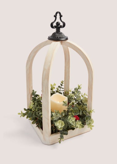 Wooden Christmas LED Lantern (20cm x 20cm x 44cm)