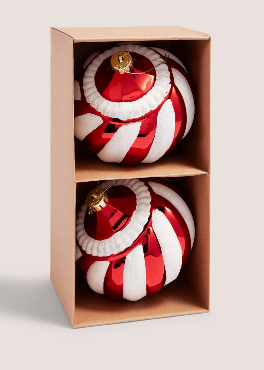 2 Pack Stripe Oversized Christmas Tree Baubles (17cm)