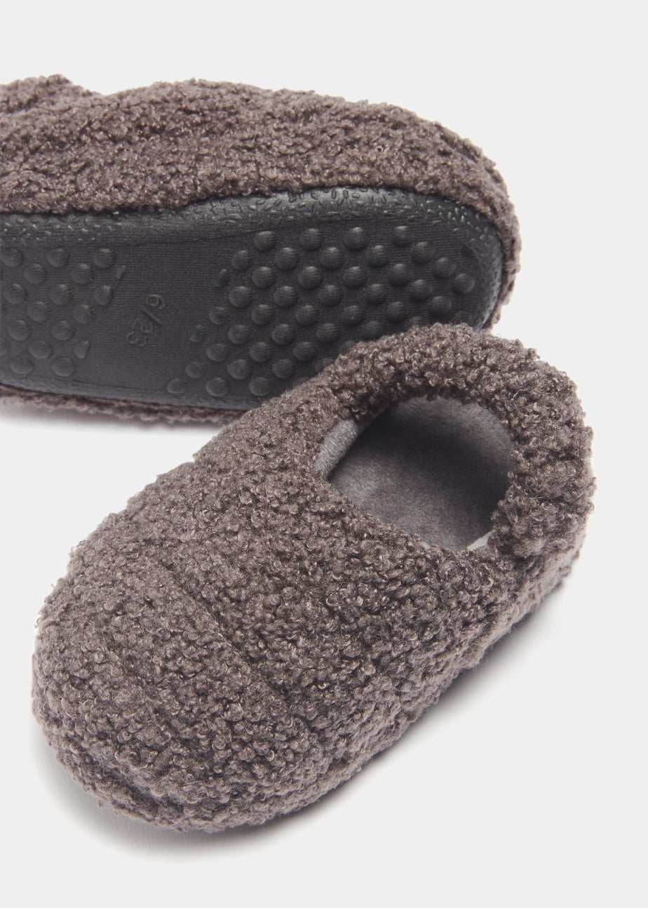 Boys Grey Padded Mule Slippers (Younger 4-12)