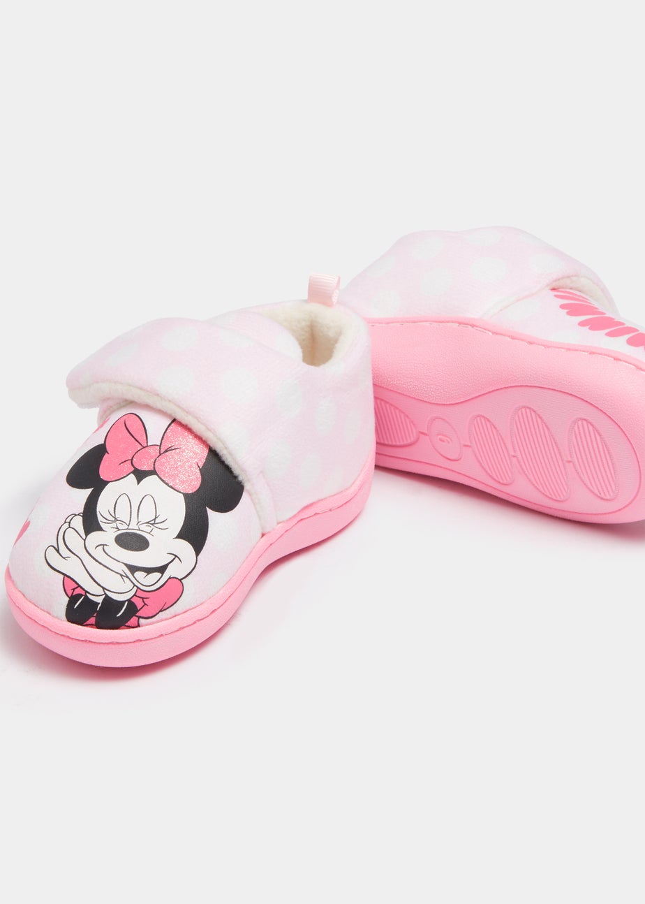 Kids Pink Minnie Mouse Print Slippers (Younger 4-12)