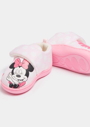 Kids Pink Minnie Mouse Print Slippers (Younger 4-12)