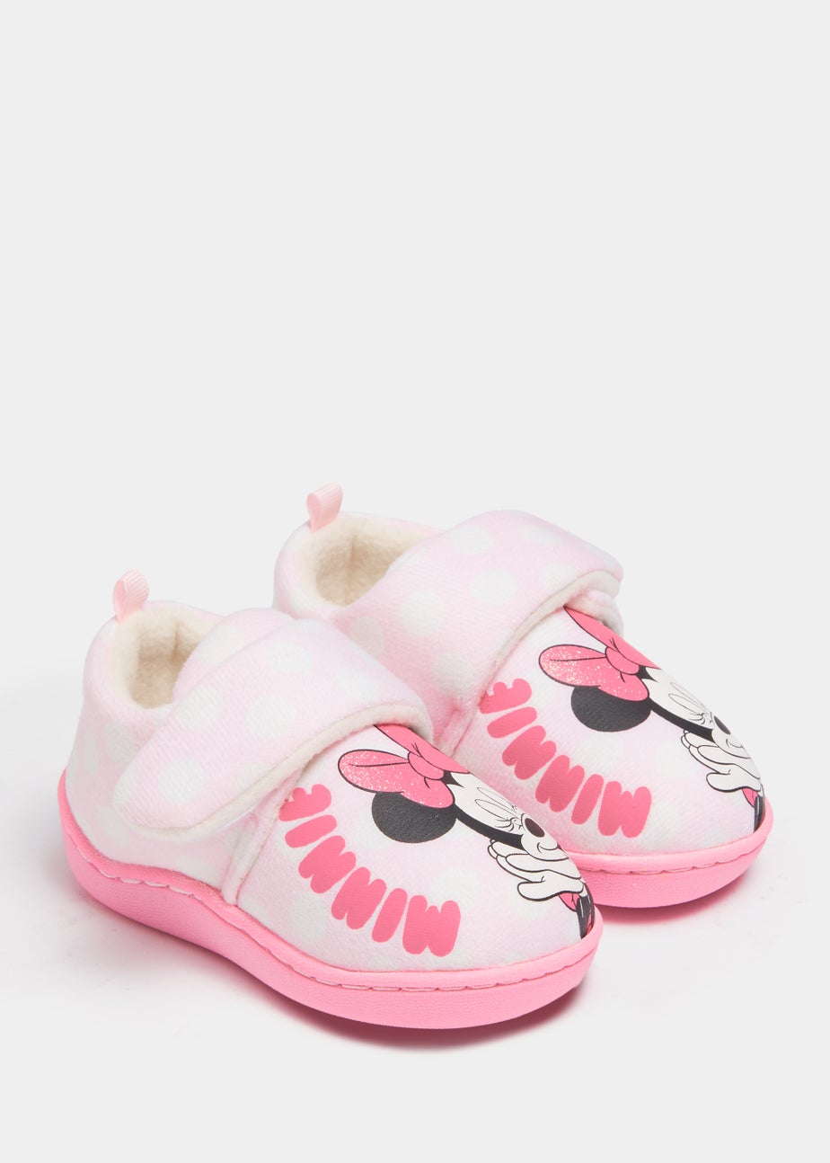 Kids Pink Minnie Mouse Print Slippers (Younger 4-12)