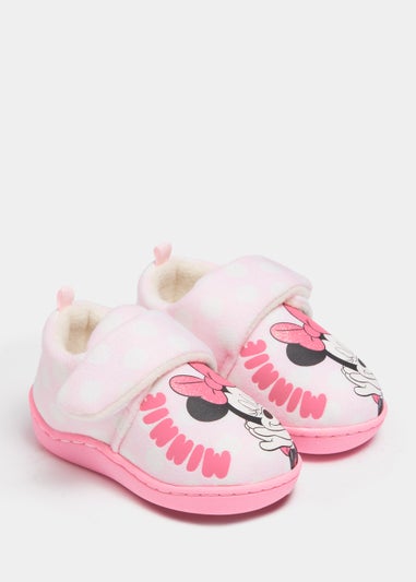 Kids Pink Minnie Mouse Print Slippers (Younger 4-12)