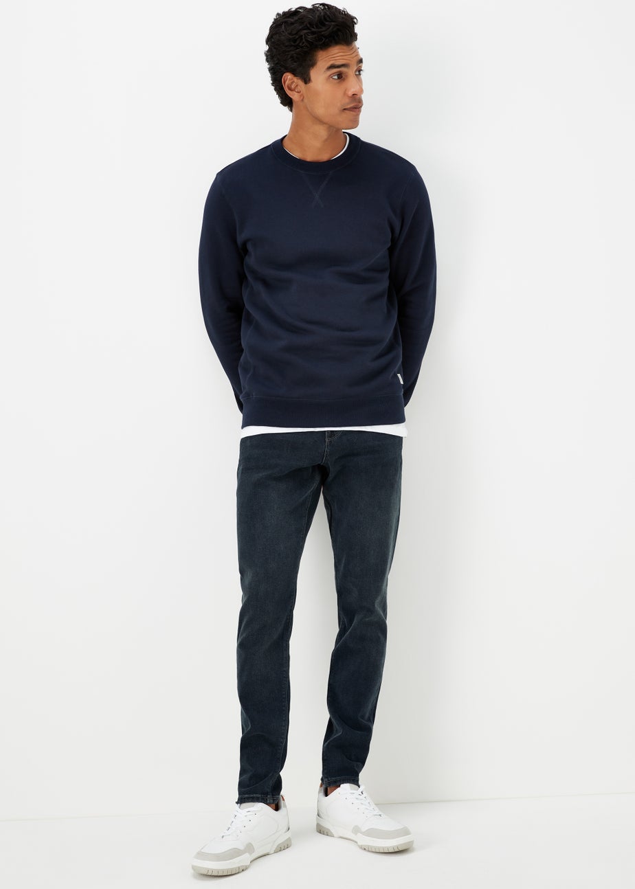 Blue & Black Slim Fit Tapered Jeans