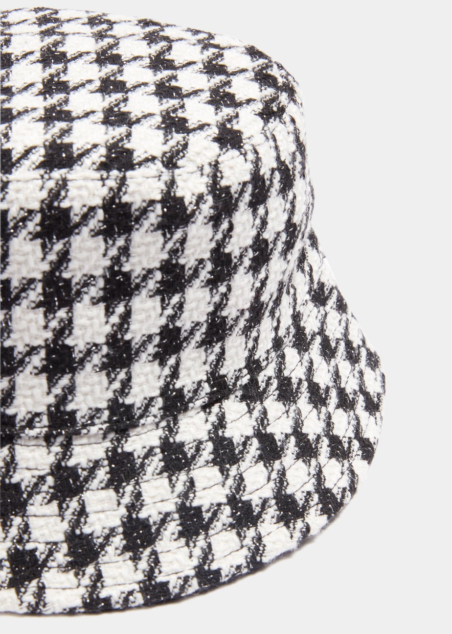 Girls Black & White Boucle Sparkle Bucket Hat (7-13yrs)