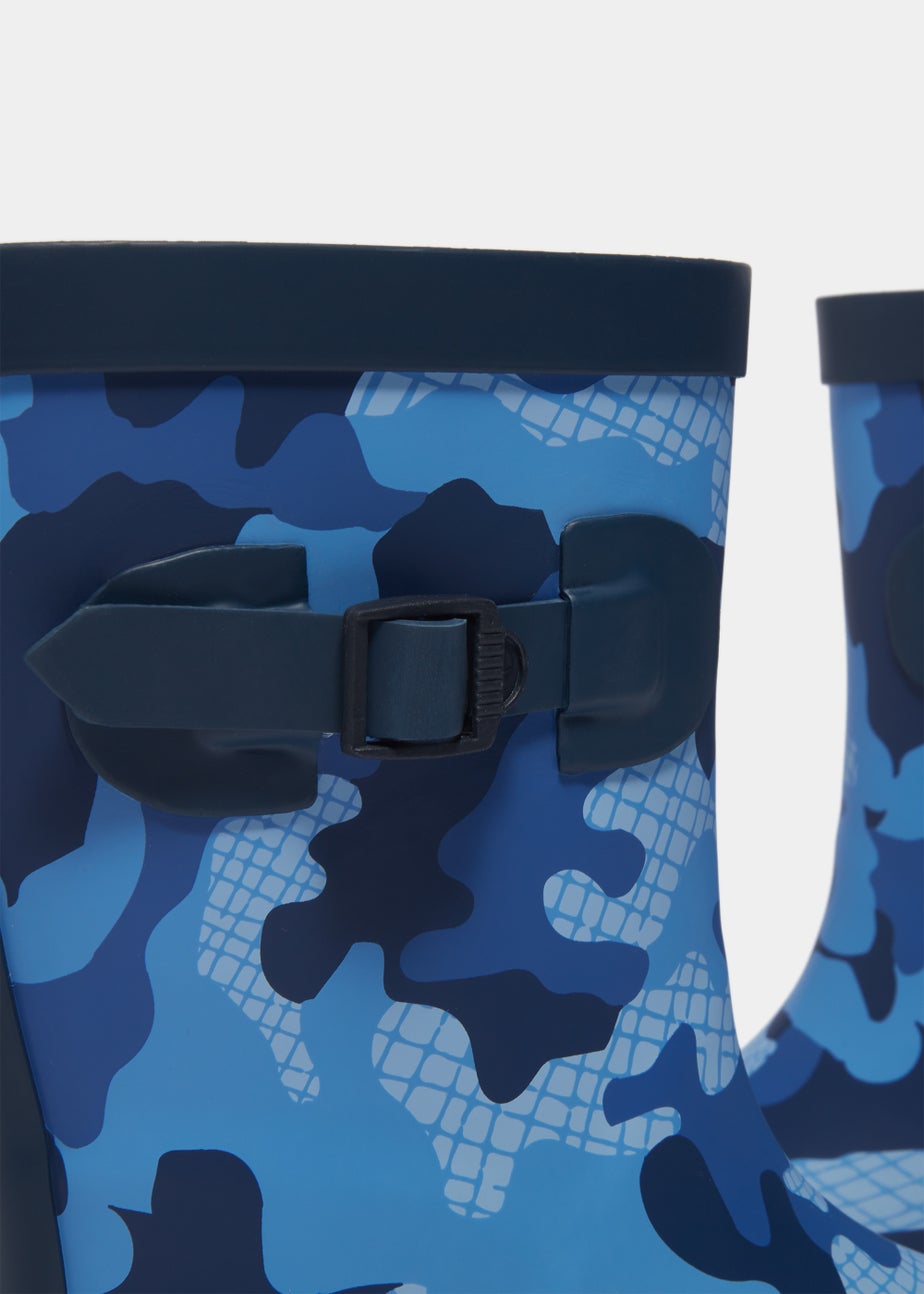 Boys Blue Camo Rubber Wellies (Younger 10-Older 6)