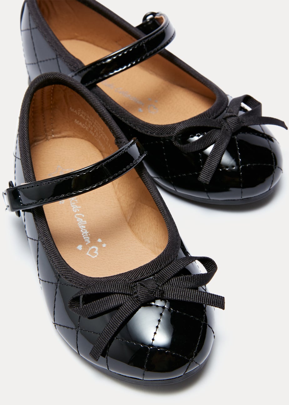 Girls Black Quilted Ballet Flats (Younger 4-12)