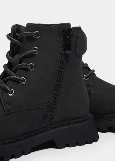 Boys Black Lace Up Hiker Boots (Younger 10-Older 6)