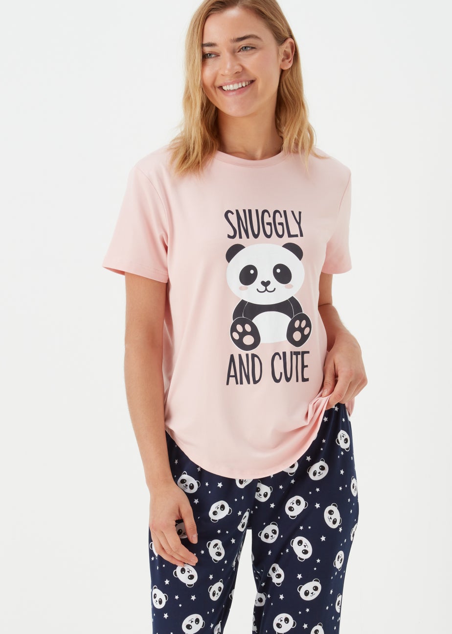 Pink Panda Print Pyjama Set Matalan