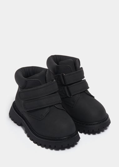 Boys Black Double Strap Hiker Boots (Younger 4-12)