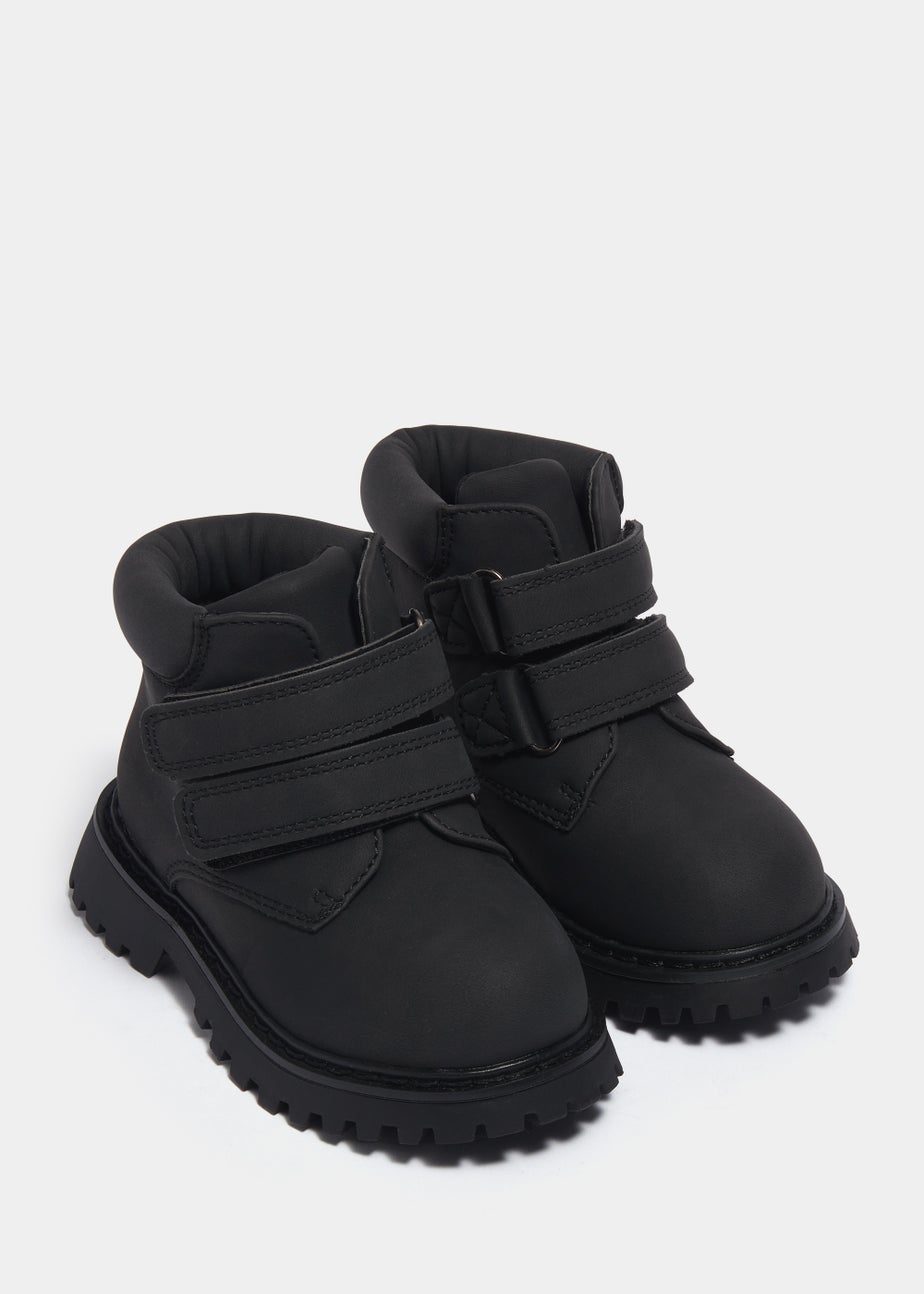 Boys Black Double Strap Hiker Boots (Younger 4-12)