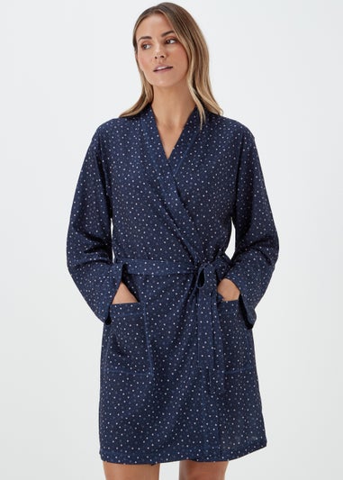 Navy Star Print Dressing Gown