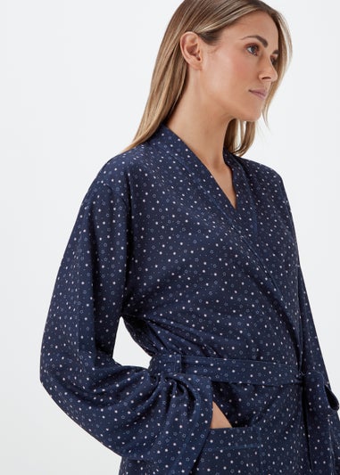 Navy Star Print Dressing Gown