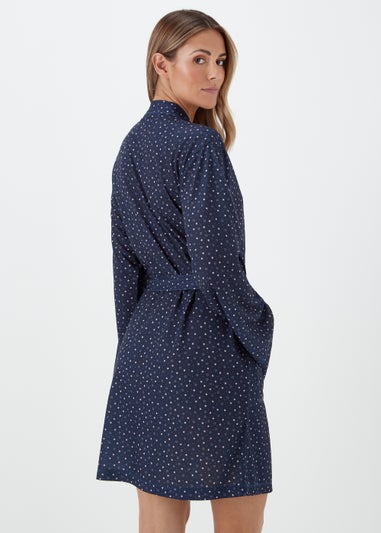 Navy Star Print Dressing Gown
